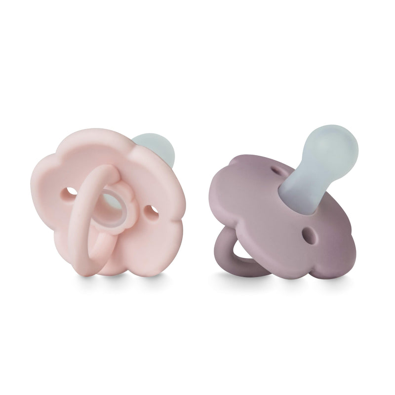 Moonkie Pacifiers Set of 2 | One-Piece Design Baby Pacifier with Large Air Holes | BPA-Free Silicone | Safe for Babies 6 Months+ 6-18 Month Baby Pink/Pale Mauve - BeesActive Australia