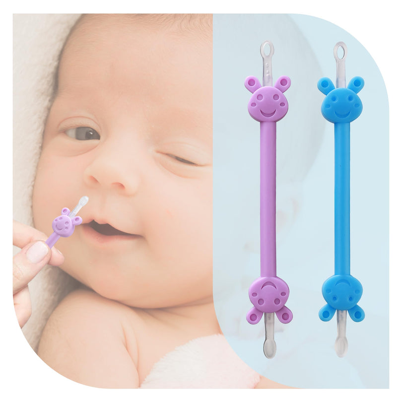 Baby Nose Ear Cleaning Tool 2 Pack - Nasal Booger Ear Clearner Dual Earwax Snot Remover,Suitable for Newborns and Infants with Soft Flexible Silicone Dual Ended Design - BeesActive Australia