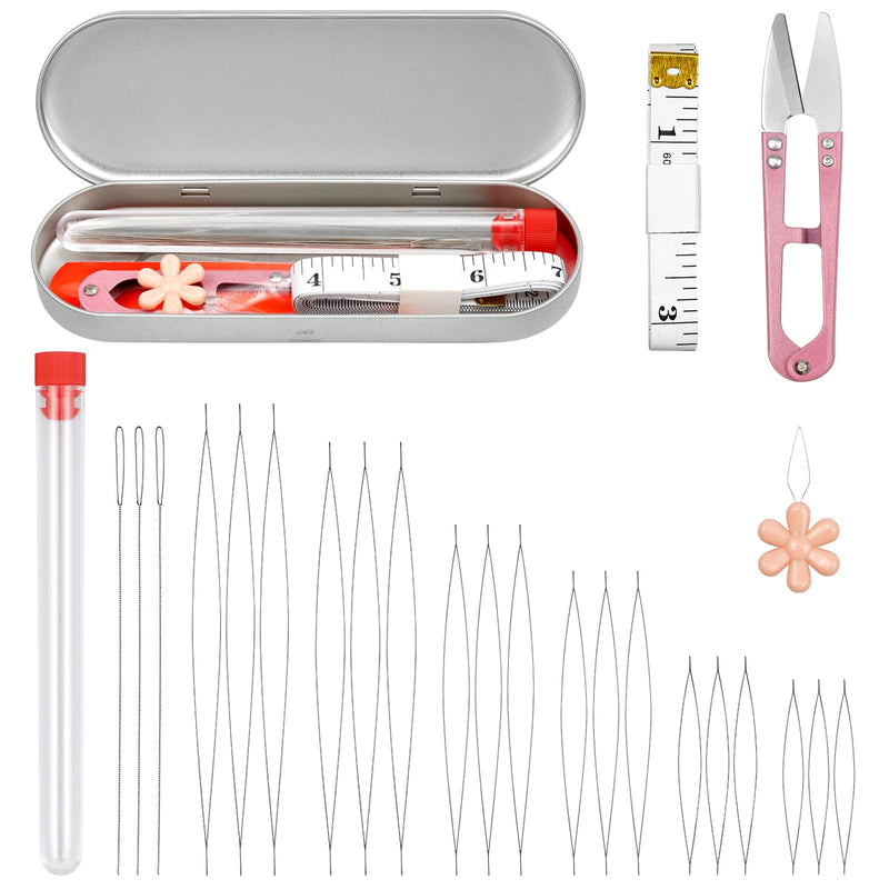 FIVEIZERO 21 Pieces Beading Needles Set, 6 Sizes Seed Beads Needles Big Eye Beading Needles Collapsible Beading Needles Set for Jewelry Making - BeesActive Australia
