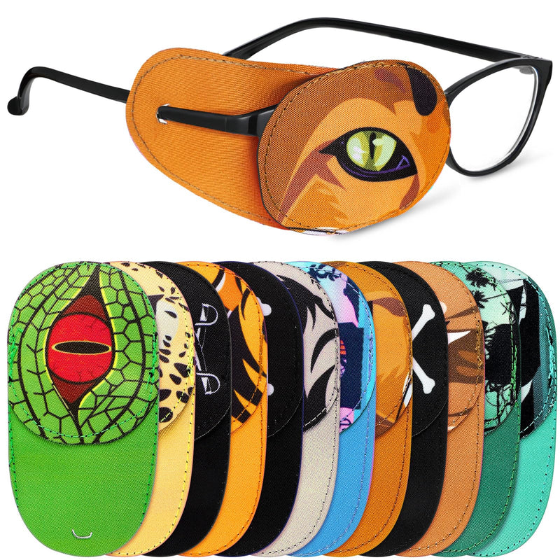 Newcotte 12 Pcs Eye Patch for Kids Toddler Reusable Adjustable Girls Boys Eyepatch for Glasses Left or Right Eye Patch, Assorted Patterns(Spooky) Spooky - BeesActive Australia