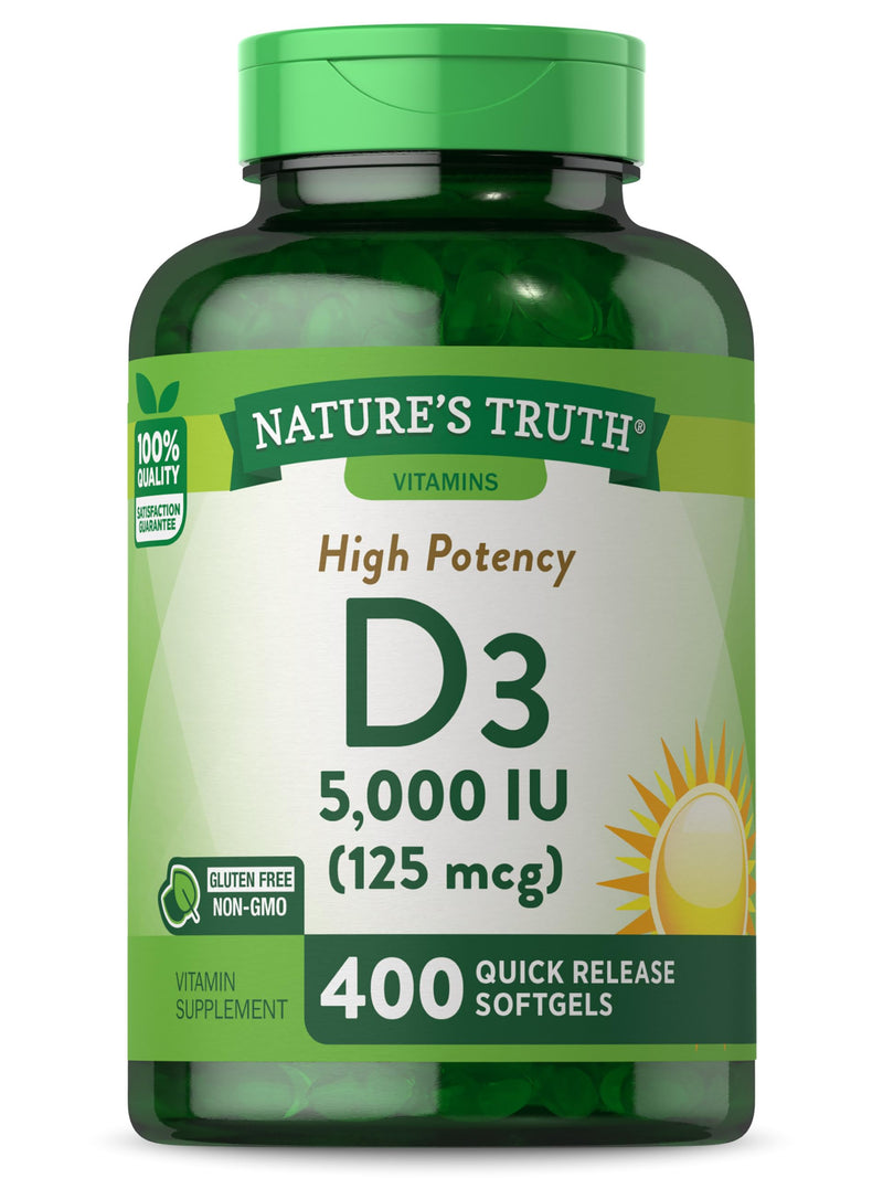 Nature's Truth Vitamin D3 5000 IU Softgels | 400 Count | High Potency 400 Count (Pack of 1)