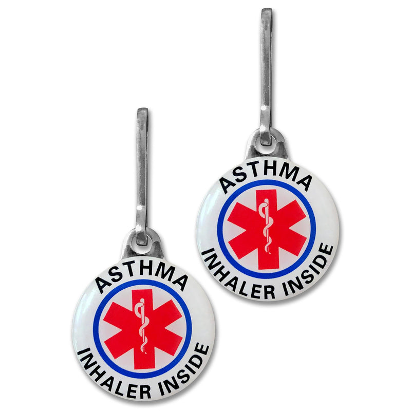 "Asthma Inhaler Inside" Alert Tags. Double Sided Medical Tags (two piece set)