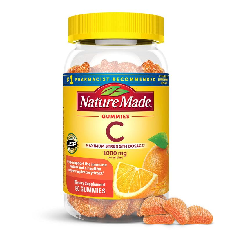 Nature Made Maximum Strength Dosage Vitamin C 1000mg per Serving, Immune Support Vitamin C Gummies for Adults, 80 Vitamin C Gummies, 20 Day Supply - BeesActive Australia