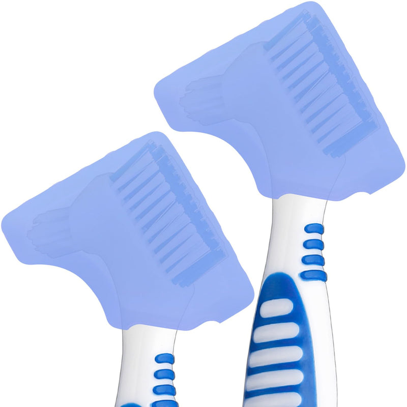 Anbbas Silicone Denture Brush Cover Fit Most Denture Toothbrushes(Pack of 2) 2Brush Covers(Blue) - BeesActive Australia