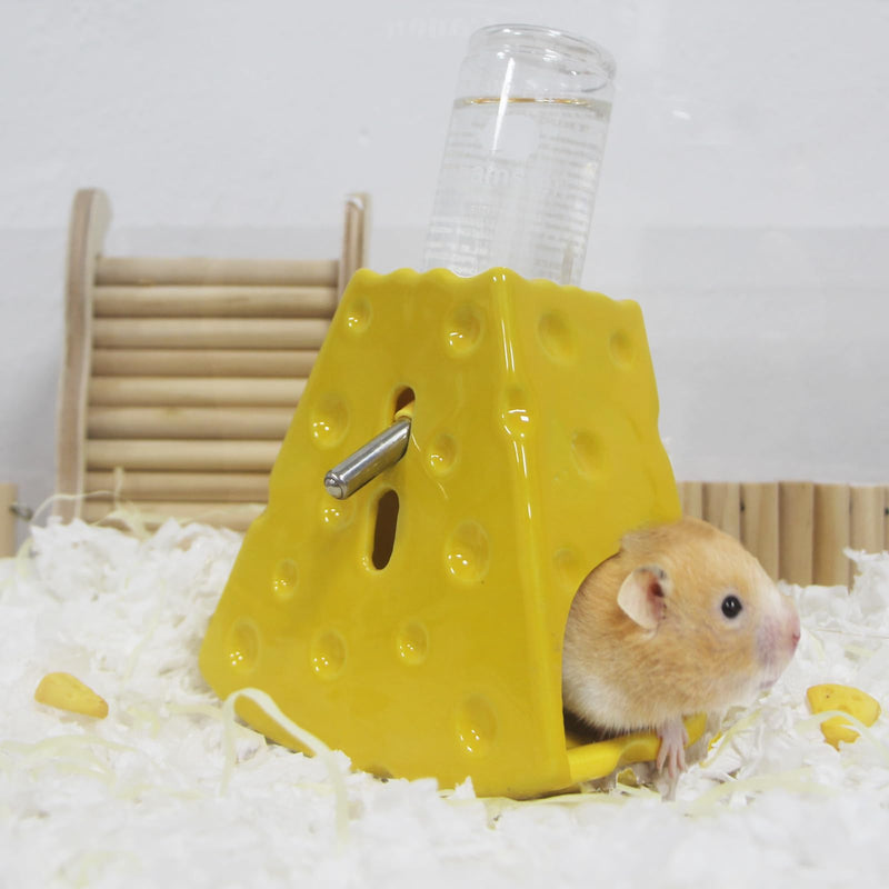 Hamster Water Bottle for Glass Tank, Adjustable Hamster Water Bottle Holder 125ML Syrian Hamster Water Bottle with Widen Bottom Stand Anti-Fall, Ceramic Cheese Water Dispenser for Mice Gerbil - BeesActive Australia