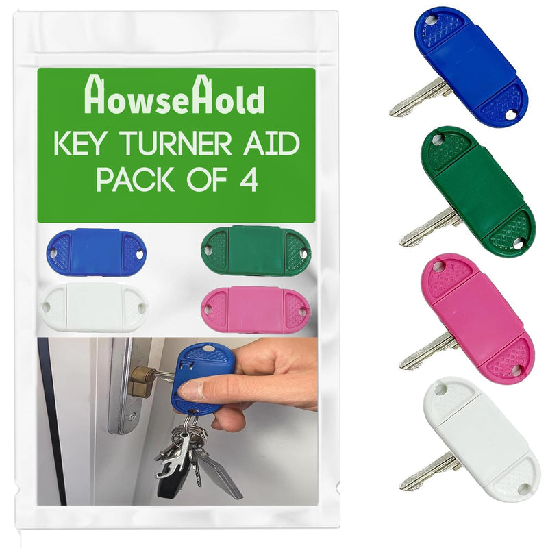 Key Turner Aid for Arthritis Pack of 4 Easy Grip Key Handles for Elderly, Disabled, Weak Hands, MS, Parkinson‚Äôs Ergonomic Handle Helps Turn Keys with Ease (4 Colours) 4 Colours
