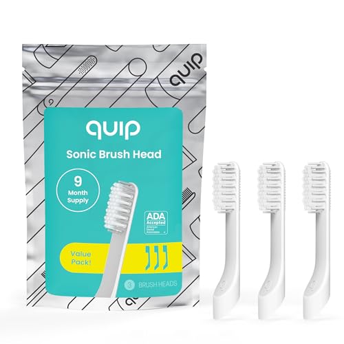 quip Sonic Toothbrush Replacement Heads for Adults - 3 Pack - Verified quip Standard Brush Head Refills for Electric Toothbrushes - Soft Bristles, Compact & Flexible - Last 3 Months Each 3 Count (Pack of 1)