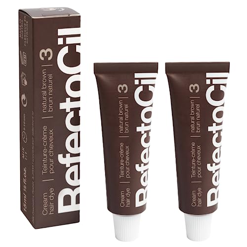 RefectoCil Cream Hair Dye 2-Pack – Professional Long-Lasting Hair Tint #3 Natural Brown