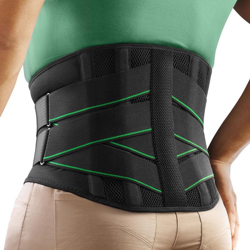 FREETOO Back Brace for Men Lower Back Pain with 7 Metal Stays, for Sciatica, Herniated Disc, Scoliosis and More Pain Relief! Breathable Back Support Belt for Women Work with Soft Pad, Lightweight Lumbar Support for Dairly Activity L(Waist:39"-45") Black - BeesActive Australia