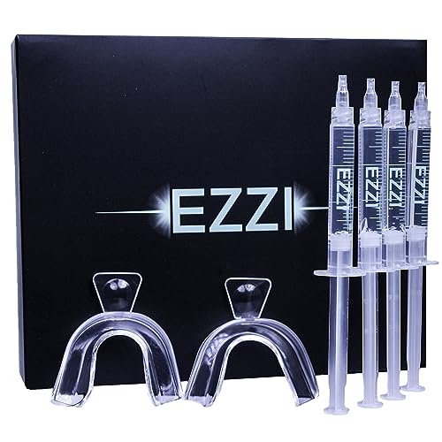 EZZI Teeth Whitening Kit | Fast Whitener Gel 44% Carbamide Peroxide | for Discolored, Yellow, Brown, Black, Coffee, Smoking, Intrinisic Deep Stains