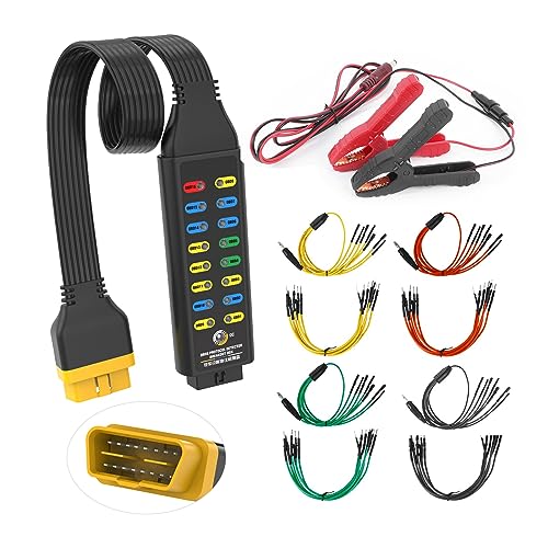 OBD2 Breakout Box, Automotive OBDII Protocol Detector Communication/Power/Ground Detection Breakout Box 16-Pin CAN 17.7 inches Cable Fault Diagnosis Scan Tool with Universal Wire Jumper and Clips OBD2 Breakout Box