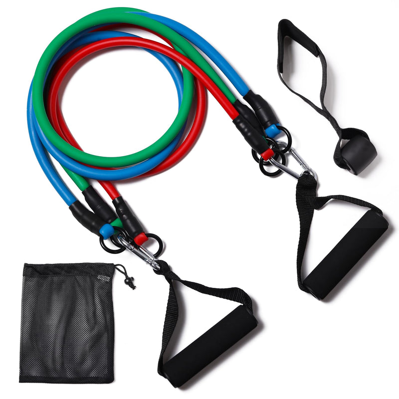 Resistance Bands with Handles, Single Resistance Bands, Exercise Bands with Handles, for Resistance Training, Physical Therapy, Home Workouts, Fitness, Pilates 3-1 band- 90lbs