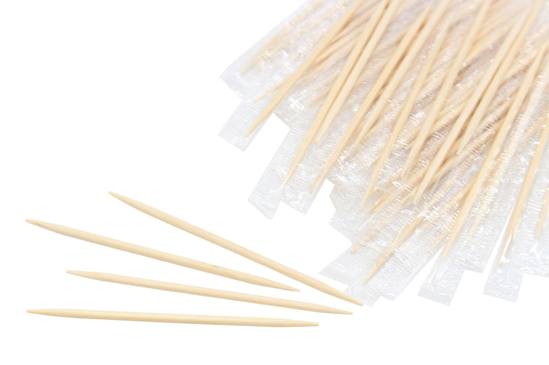 Toothpicks Individually Packed I 500 Pcs 2,5" Double - Pointed I Bamboo Premium Sturdy Healthy Toothpicks I Cello Wrapped Toothpicks - BeesActive Australia