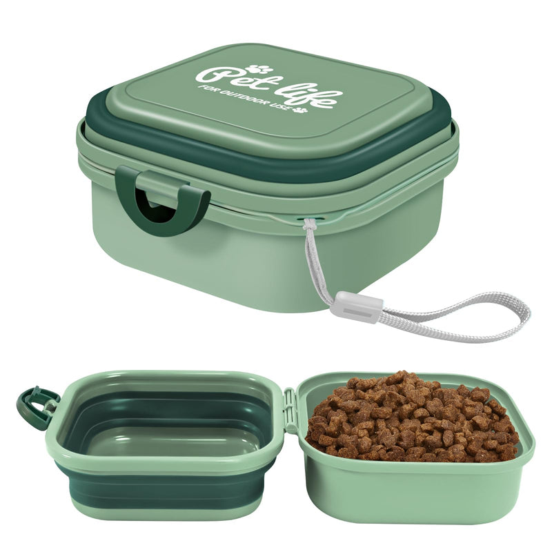 Collapsible Dog Water Bowl, Portable Dog Bowl for Traveling, 2-in-1 Pet Food and Water Feeder - Travel Dog Bowls with Lid for Walking, Traveling, Camping and Hiking Green - BeesActive Australia