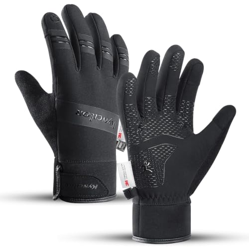 FOXLVDA 10°F Waterproof Winter Gloves for Men and Women Black Medium