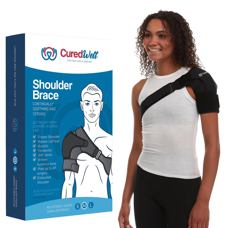 CUREDWELL - Shoulder Brace Sling for Men & Women - Torn Rotator Cuff & Shoulder Support Brace for Shoulder Pain Relief & Injury Healing - Adjustable Unisex Shoulder Sling Compression Sleeve (Medium) Medium - BeesActive Australia