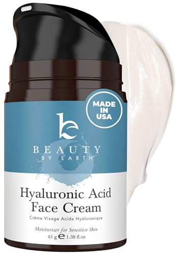 Hyaluronic Acid Moisturizer for Face - USA Made with Organic Ingredients Unscented 1.58 Ounce (Pack of 1)