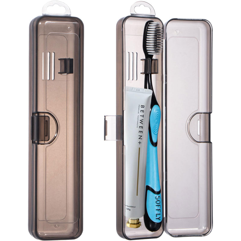 Toothbrush Travel Case 2 Pack, Clear Black Toothbrush Case Holder Travel Size Plastic Toothbrush Holder Toothpaste Storage Container Portable for Traveling, 7.87 x 1.85 x 1.18” 7.87 x 1.85 x 1.18" - BeesActive Australia