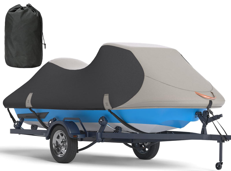 True 900D Solution-Dyed Jet Ski Cover with Storage Bag,Waterproof,Anti-UV Trailerable Cover Universal Fit for Yamaha,Seadoo,Jetski,PWC Boat with Reflective Air Vent (Fits from 116"-125",2 Seater) Fits from 116"-125"(2 Seater) - BeesActive Australia