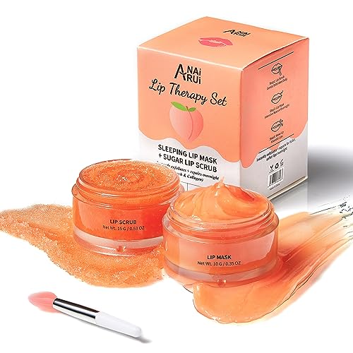 ANAI RUI Lip Scrub & Lip Mask Set, Peach orange