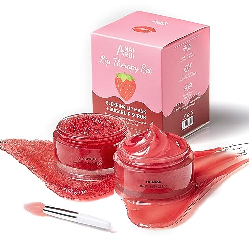 ANAI RUI Lip Scrub & Lip Mask Set, Strawberry berry