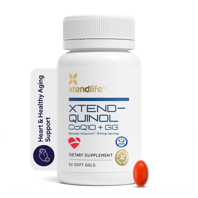 Xtendlife Xtend‑Quinol Ubiquinol CoQ10 Supplement, 60 Day Supply | High Potency Daily Support for Heart Health & Cellular Energy – with Geranylgeraniol (GG) for CoQ10 Production Xtend-Quinol (CoQ10) - 1 Pack