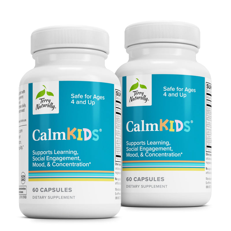 Terry Naturally Calm Kids - Focus, Calm & Relaxation - 60 Count | EchinaGuard Echinacea Angustifolia Children's Supplement - Calm, Focus and Concentration Support - 60 Chewables - Pack of 2