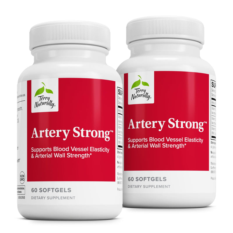Terry Naturally Artery Strong - Vascular Elasticity & Strength - 60 Count | Arterial Flexibility, Vascular Elasticity and Cardiovascular Health Support. 60 softgels, Pack of 2.