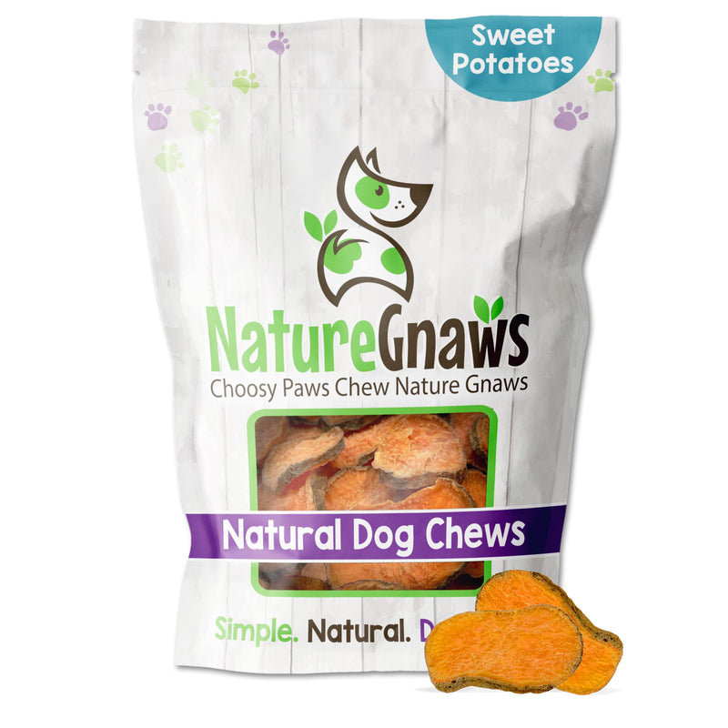 Nature Gnaws Sweet Potato Chips for Dogs - Single Ingredient Natural Dog Chew Treats - 12 oz - BeesActive Australia