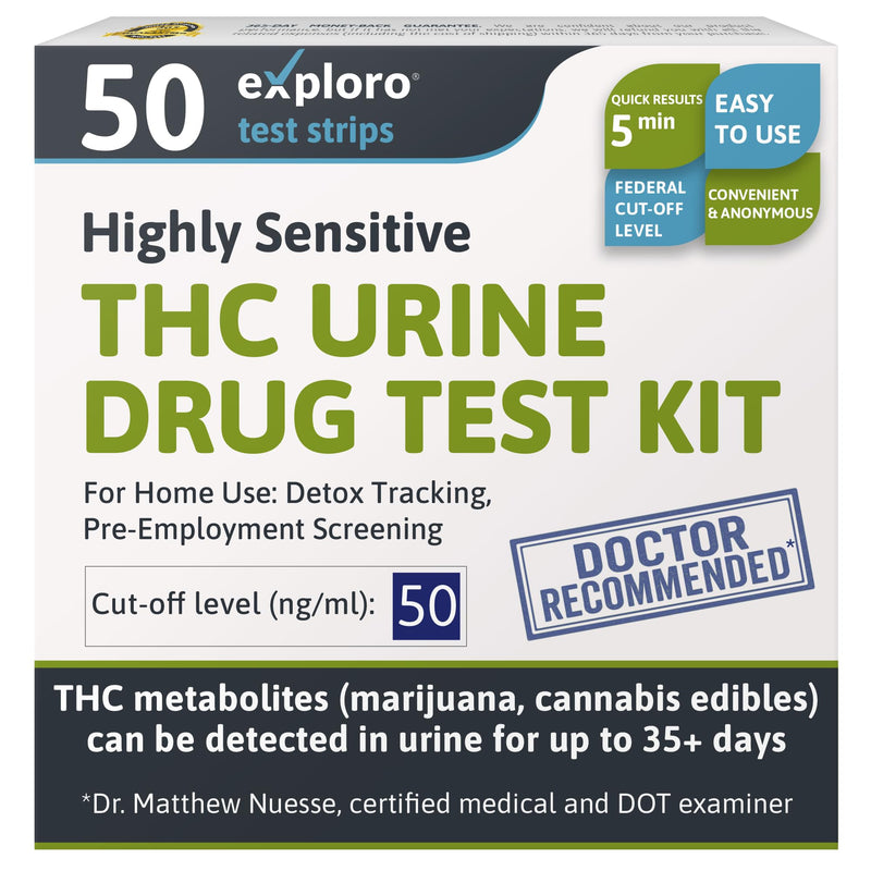 Exploro Weed Drug Test (50 Pack) – THC Tests for Home – Marijuana Detox THC Drug Test 50 Count (Pack of 1) - BeesActive Australia