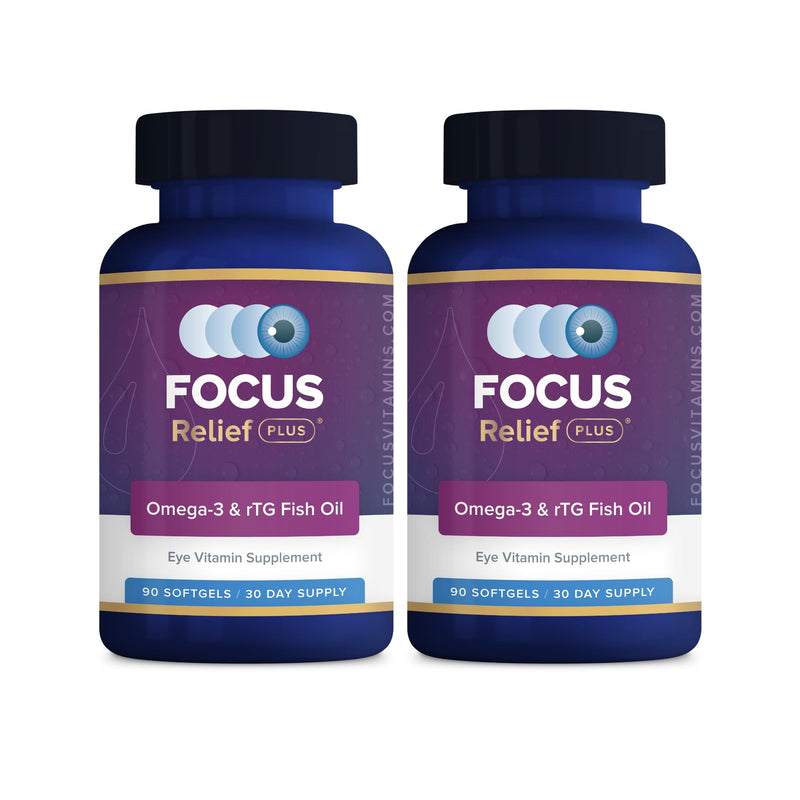 Focus Relief Plus Eye Vitamin with Omega-3 & 1620mg rTG Fish Oil, 180 Count | Eye supplement to support dry eyes and retinal health, 90% EPA and DHA, doctor-developed, made in USA, 60-day supply 90 Count (Pack of 2) 180.0
