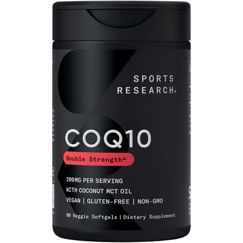 Sports Research® CoQ10 200mg, 90 Count Plantgels™ | Formulated w/Coconut Oil for Better Absorption · Supports Cardiovascular Function* · Vegan Certified, Non-GMO, Gluten-Free 90 Count (Pack of 1)