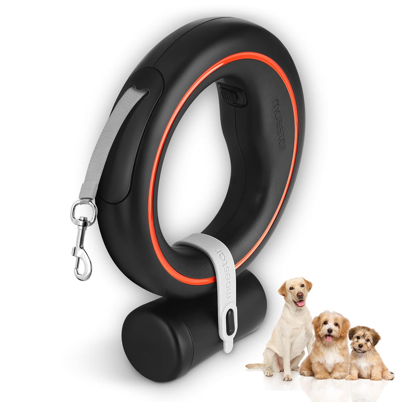 UFO Retractable Dog Leash Hands Free Wearable with Poop Bag Holder One-Handed Brake Pause Lock 360° Tangle Free 10ft Dog Leash for Up to 66lbs Medium Small Dogs (Black/Orange) Black/Orange - BeesActive Australia