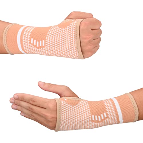 Copper Wrist Compression Sleeves, Support Brace for Arthritis, Tendonitis, Sprains, Workout - Comfortable and Breathable Wrist Support for Women and Men - 2Pack Small(2Pack) Yellow