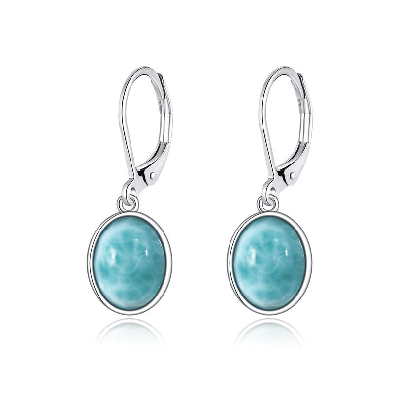 TALYKONG Larimar Earrings for Women Teardrop/Oval Leverback Dangle Drop Earings Jewelry for Girls oval - BeesActive Australia