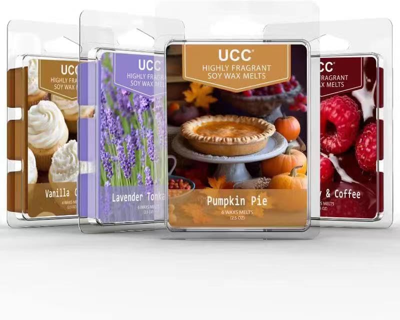 UCC Plant Based All Natural Wax Melts, Strong Fragrance, Long Lasting Premium Soy Scented Melts Cubes, Wax Melts Tarts, Colored Wax Melt - 4 Pack - BeesActive Australia