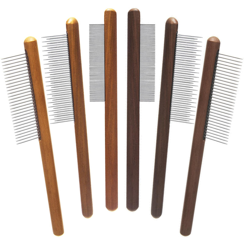 6 Pack Cat Comb, Solid Wood Pet Comb with Rounded and Smooth Ends Stainless Steel Teeth for Cat Dog, Rabbit Hair Comb, Flea Lice Comb for Removes Tangles and Knots - BeesActive Australia