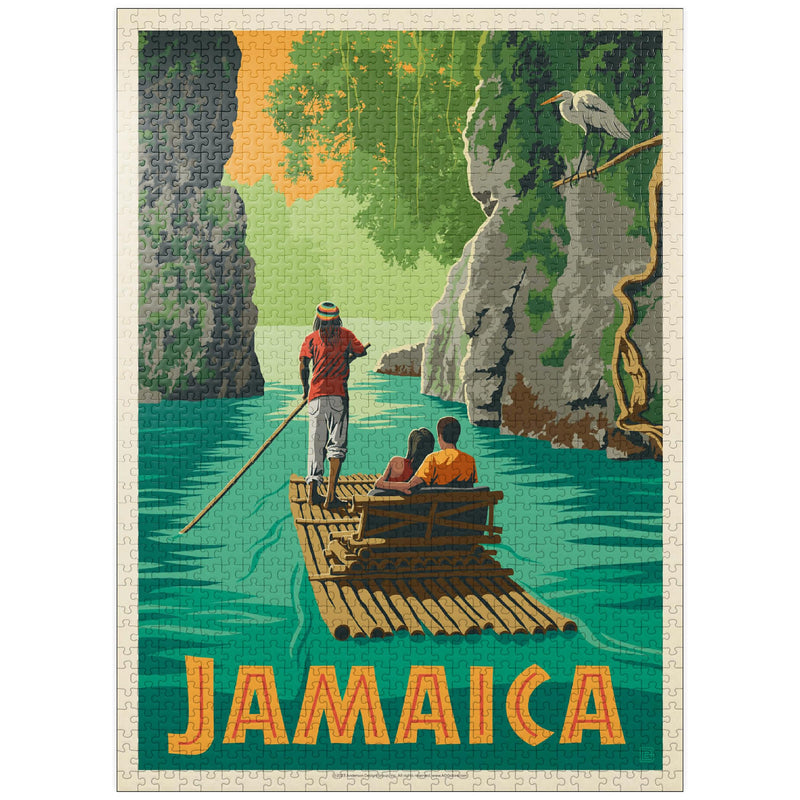 Jamaica: Rafting in Paradise, Vintage Poster - Premium 1000 Piece Jigsaw Puzzle for Adults 1000 Pieces - BeesActive Australia