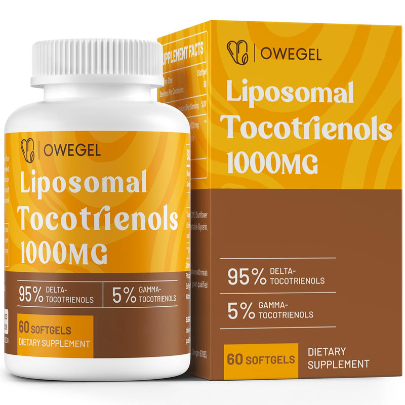 Liposomal Vitamin E Tocotrienols 1000mg - High Potency Tocotrienol Supplements,95% Delta & 5% Gamma Tocotrienols Capsules 60 Count (Pack of 1)