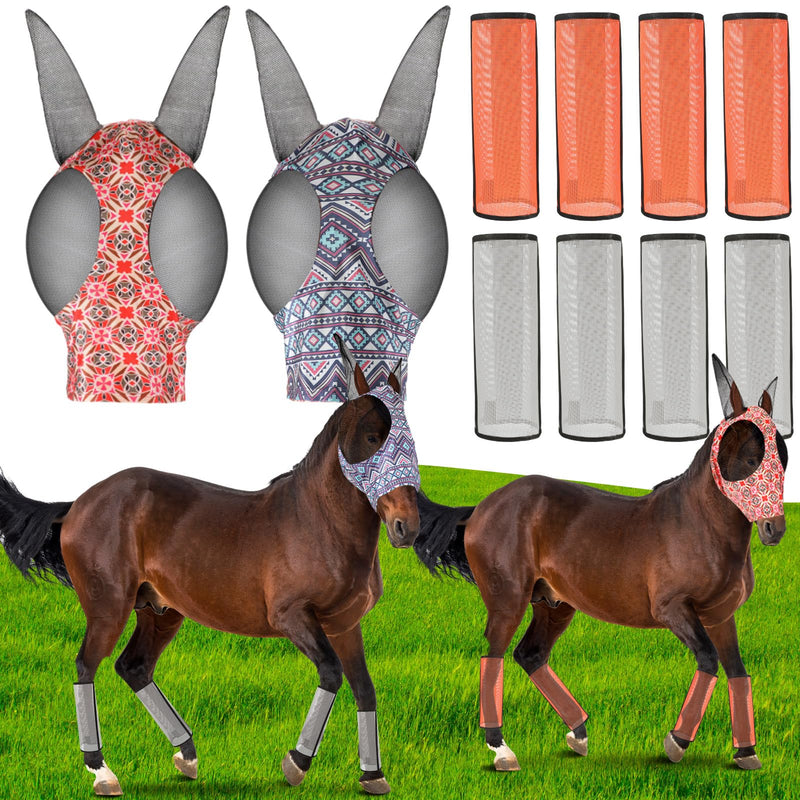 10 Pcs Horse Mask Boots for Horses Set Horse Supplies 8 Pcs Breathable Horse Leg Wraps 2 Pcs Comfort Elasticity Mask for Preventing Scratches Reduce Stomping Leg Fatigue Medium - BeesActive Australia