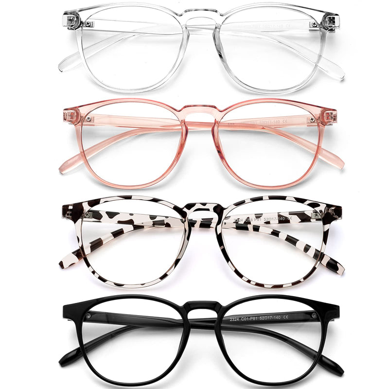 BOSSWIN Blue Light Blocking Glasses for women/men - 4Pack Computer Reading/Gaming/TV/Phones Glasses Anti UV Glare Eyestrain A-1 Black+douhua+transparent+pink - BeesActive Australia