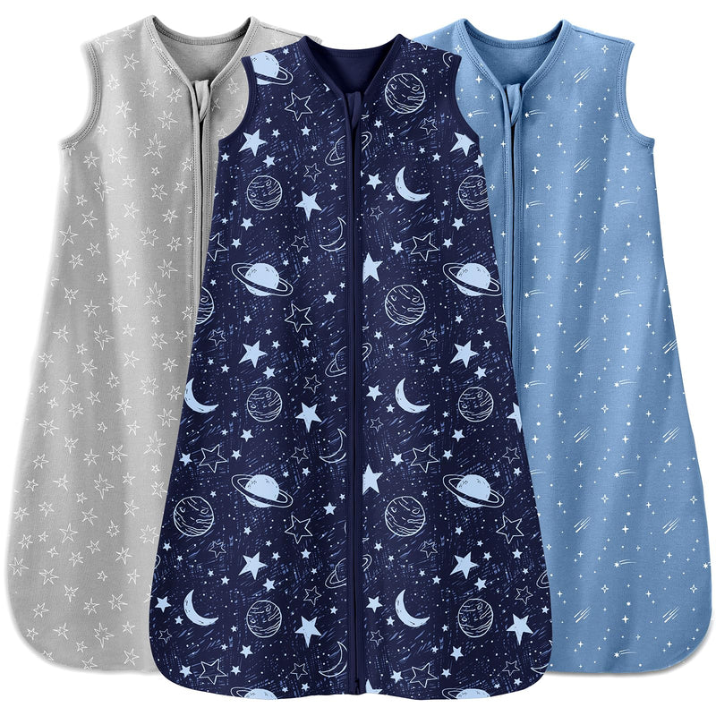 Unnivoll Baby Sleep Sack 6-12 Months 3 Pack 100% Cotton Lightweight 0.5 TOG Wearable Blanket Baby Sleep Bag with 2-Way Zipper for Newborn Infant Toddler Dark Blue Medium - BeesActive Australia