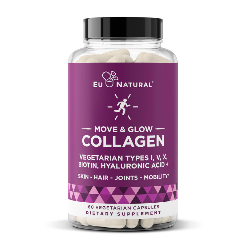 Eu Natural Vegetarian Collagen Pills for Women, 60 Capsules | Supports healthy skin, joints, hair - collagen capsules (Types I, V, X) with 9 plant-based superfoods, Biotin, Vitamins C & E