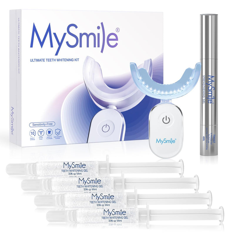 MySmile Deluxe 10 Min Teeth Whitening Kit with 28 LED Light, 35% Carbamide Peroxide Teeth Whitening Gel, Helps Remove Years of Stains from Coffee, Soda, Wines, Smoking, Food 10 Fl Oz (Pack of 1) - BeesActive Australia