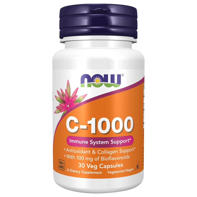 Now Foods Supplements, Vitamin C-1,000 with Rose HIPS & Bioflavonoids, Antioxidant Protection*, 30 Veg Capsules 30 Count (Pack of 1)