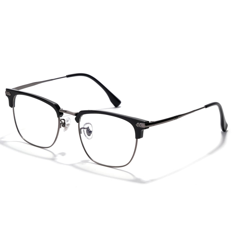Blue Blocker Glasses for Men Metal Browline Computer Gaming Glasses With Blue Ray Filter (Gunmetal/Black TR90 Eyeglasses) 15208-gunmetal Clear - BeesActive Australia