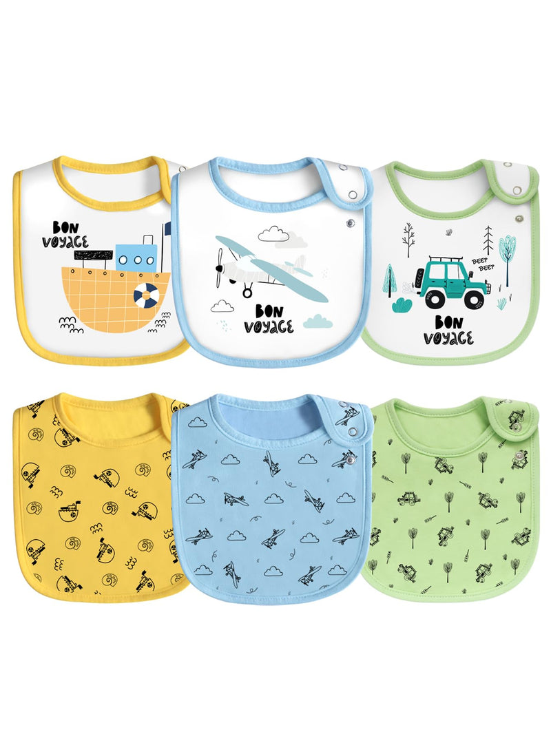 Maiwa 6 Pack Waterproof Cotton Baby Bibs with Snaps for baby boys girls teething drooling and feeding Multi080212 - BeesActive Australia