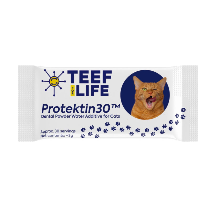 TEEF FOR LIFE Refill Packet Protektin30 Prebiotic Dental Powder for Cats, Plant-derived, clinically-Proven Formula Naturally Fights Bad Breath, Plaque, and Tartar, 1 Packet with 30 Servings Refill Packet (30 Servings)