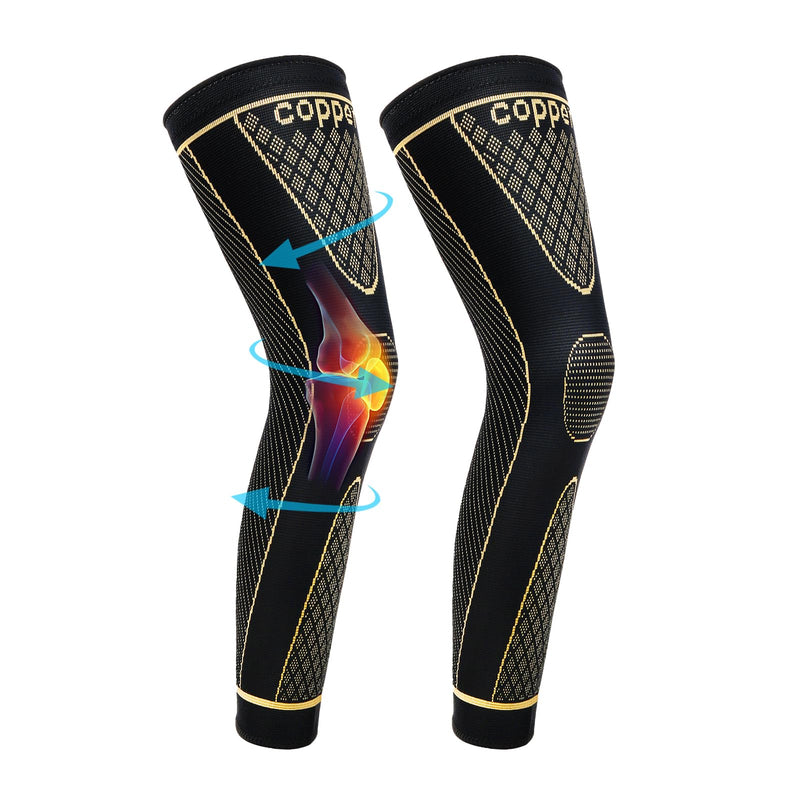 SKDK Copper Full Leg Sleeves Long Compression Leg Sleeve Knee Sleeves Protect Leg for Knee Pain Relief, Workout and Sports Copper-2 XXXX-Large(1 Pair) - BeesActive Australia