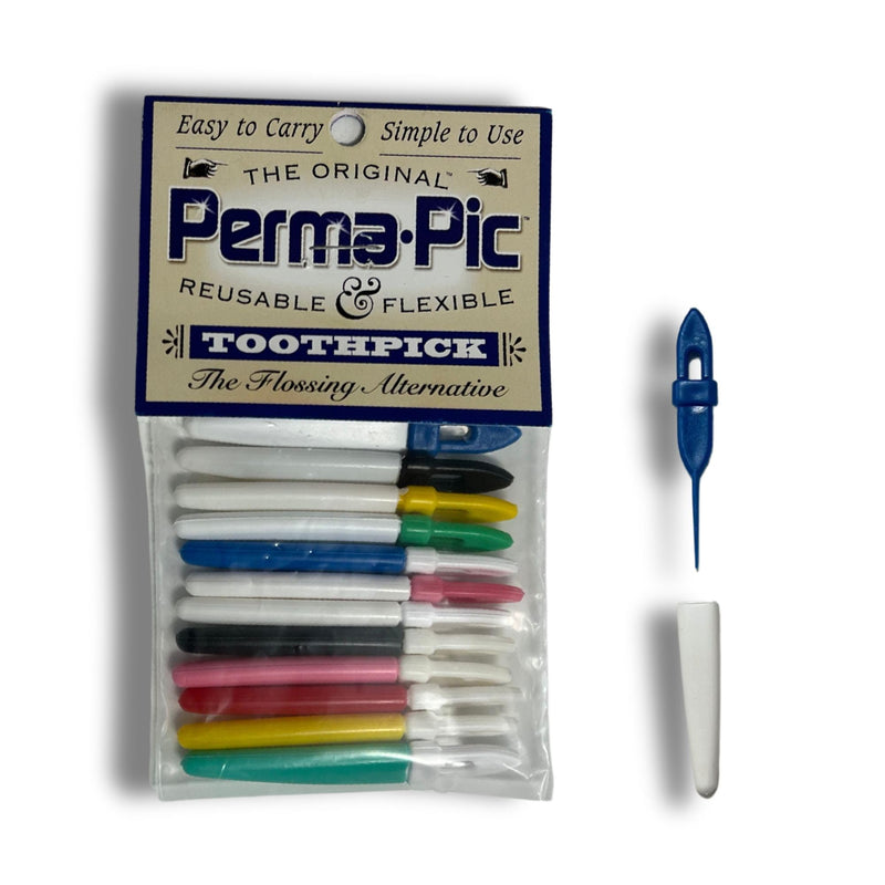 Original Perma Pic Reusable Toothpicks (12-Pack) - Flossing Alternative, Portable & Travel-Ready, Easy Clean, Durable Picks for Oral Hygiene on-The-Go 1 Count (Pack of 12) - BeesActive Australia